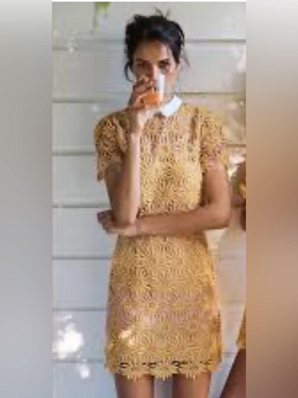Anthropologie English Factory Yellow Sunflower Lace Mini Dress